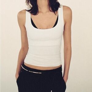Zara Wide Strap Tank Top - White - Small - EUC